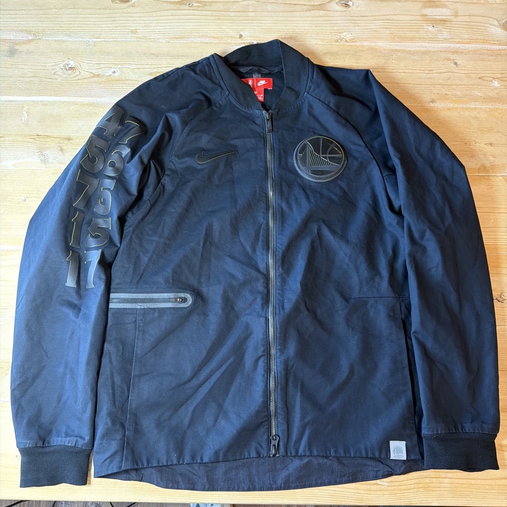 Nike NBA Golden State Warriors Championship Jacket Black Full Zip Mens Medium